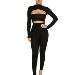 Naked wardrobe stretch 2 layer cut out jumpsuit XS